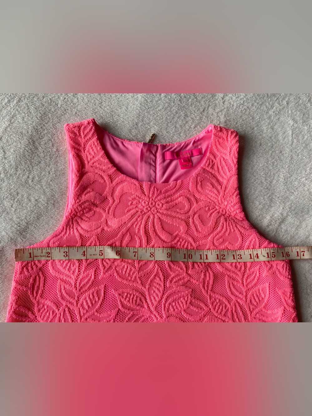 Lilly Pulitzer Maybelle Top Coral Wildflower Lace XS hot pink - Picture 14 of 16